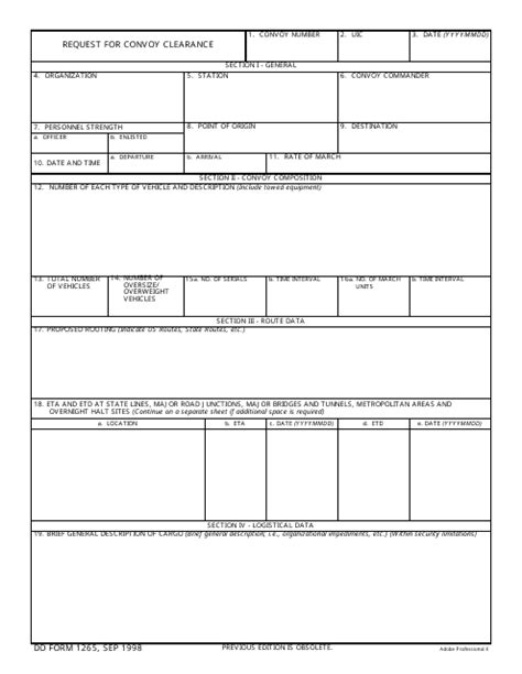 army convoy request form